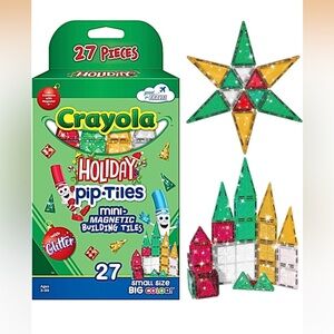 Crayola Holiday Glitter Mini Micro Nano PIP Magnetic Tiles
